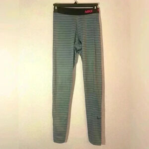 Nike Pro Size Small Bluish Gray Striped Leggings